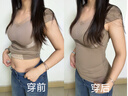 冬季保暖塑身衣上半身帶胸墊加絨背心女收腹束腰塑形瘦身美體內衣 卡其色 L 【建議100-120斤】 曬單實(shí)拍圖