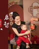 G.DUCKKIDS小黃鴨男寶寶一周歲衣服女抓周禮服嬰兒套裝秋冬唐裝百天生日禮物 紅色三件套春秋款 80 尺碼6-12月【75-85cm】 曬單實拍圖