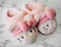 安尚芬HelloKitty貓棉拖鞋女款秋冬季2025新款家居室內親子毛絨保暖棉鞋 粉色KT貓 38-39 適合37-38 曬單實(shí)拍圖
