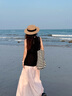 啄木鳥(niǎo)法式草帽女2025新款夏季遮陽(yáng)帽子海邊度假沙灘帽草編防曬平頂禮帽 卡其色 (黑色織帶)  均碼(54-58cm) 曬單實(shí)拍圖