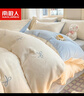 南極人（Nanjiren）牛奶絨四件套防靜電雙面絨親膚裸睡冬季加絨被套200x230cm被罩 刺繡-蝴蝶結奶白藍【蓄熱保暖】 床單款 2.0m四件套-被套220x240cm 曬單實(shí)拍圖