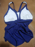 速比濤（Speedo）泳衣女綺遇系列深海設計海島溫泉度假性感連體泳衣 海藍/白 36 曬單實(shí)拍圖