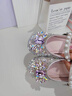 芭比童鞋女童春秋珍珠水晶鞋水鉆女孩時(shí)裝皮鞋舞臺DA6719 米白  33  曬單實(shí)拍圖