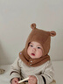 TUTORGOOSE加絨加厚嬰兒帽子秋冬季男童寶寶圍脖一體兒童護耳帽防風(fēng)女童脖套 【2068】-咖啡色 全場(chǎng)景超厚暗扣款 頭圍：44-50cm【約月~3歲】 均碼 4個(gè) 曬單實(shí)拍圖