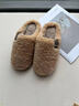 紅豆棉拖鞋女士冬季2025新款居家用厚底防滑靜音保暖羊羔絨毛毛拖鞋男 米色 38-39 適合37-38 曬單實(shí)拍圖