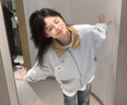 夏雨瑤美式復古外套女2025春秋新款潮牌撞色翻領(lǐng)寬松情侶夾克棒球服開(kāi)衫 藍色 M 建議100-115斤 曬單實(shí)拍圖