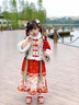 安妮優(yōu)兒（Anneyol）漢服女童冬季兒童馬面裙過年喜慶唐裝2025新款冬裝國風新年拜年服 紅色【送同款毛領(lǐng)】 110 曬單實拍圖