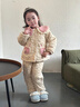 班喜迪女童睡衣冬裝2026新款兒童洋氣加絨加厚套裝女寶寶冬季夾棉家居服 米色 110 曬單實(shí)拍圖
