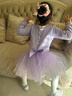 GUBPMTSHIM兒童舞蹈服夏季亮片紗裙女童練功服中國舞連體芭蕾舞裙短袖 紫色長(cháng)袖 140cm  曬單實(shí)拍圖