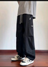 頂峰保羅（Dingfengbaoluo）純棉工裝褲男復古百搭美式休閑痞帥彎刀闊腿長(cháng)褲子ZX02黑色2XL 曬單實(shí)拍圖