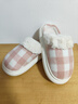 樸西冬季保暖格紋復古英倫居家軟綿拖鞋女士舒絨棉防滑家用男款棉拖鞋 蜜桃粉 37-38 曬單實(shí)拍圖