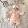 嬰兒衣服a類(lèi)純棉秋冬季夾棉加厚分體套裝新生寶寶棉服兩件套冬天 【護肚保暖】套裝黃色 66cm ：3-6個(gè)月寶寶 曬單實(shí)拍圖