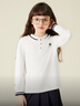 英氏（YEEHOO）女童T恤兒童POLO衫長(cháng)袖中大童裝學(xué)院風(fēng)春裝翻領(lǐng)上衣 白色 140 曬單實(shí)拍圖