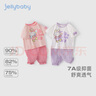 JELLYBABY[7A抗菌]夏季套裝女童寶寶甜美蝴蝶結衣服夏裝兒童兩件套小童童裝 紫色 【7A抗菌】 110 CM 曬單實(shí)拍圖