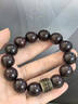 妍韻珠寶多金星印度小葉紫檀手串銀鑲銅六字真言護身符本命年馬年手鏈15mm 曬單實(shí)拍圖