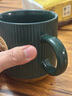 星巴克杯子墨綠色馬克杯星勺陶瓷豎條紋水杯辦公室咖啡杯七夕情人節禮物 墨綠單杯原盒裝(不含勺墊) 340ml 曬單實(shí)拍圖