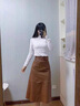勤記皮裙女2023秋季新款真羊皮半身長裙真皮大擺中長款 棕色 30/2XL 曬單實拍圖