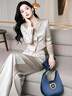 莉紗芙特2025年春秋季新款兩件職業(yè)西裝套裝女士小香風(fēng)小個(gè)子休閑高端衣服 杏色 M 95-105斤 曬單實(shí)拍圖