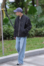EMPORIO ARMANI/阿瑪尼官方旗艦新款男棒球領(lǐng)印花雙面飛行夾克棉服外套秋季 F6116-黑色/淺灰色 48 (M) (推薦：135-150斤) 曬單實(shí)拍圖