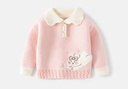 班喜迪【毛絨小兔】女童毛衣秋裝兒童洋氣公主上衣女寶寶內搭外穿針織衫 曬單實(shí)拍圖