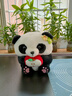 栢啟歆可愛(ài)熊貓花花雙肩包女小容量卡通公仔玩偶包幼兒園兒童戶(hù)外游玩包 熊貓抱蘋(píng)果 曬單實(shí)拍圖