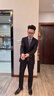 WVD男士羊毛西服套裝訂婚禮服新郎結婚商務(wù)黑西裝職業(yè)正裝 黑色1205 黑色1205 42 曬單實(shí)拍圖