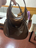 拉菲斯汀植鞣皮彎豆包2025新款夏天真皮女包手提月牙包斜挎半月包 榛果棕 曬單實(shí)拍圖