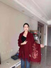 恒源祥羊毛圍巾女中國風(fēng)紅披肩女士婚紗幸福婆婆旗袍婚宴母親風(fēng)秋冬外袍 芳草金酒紅 曬單實(shí)拍圖