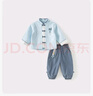 戴維貝拉兒童長褲套裝秋裝男童國風(fēng)漢服上衣兩件套男寶寶 曬單實拍圖