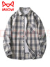 貓人長(cháng)袖襯衫男春秋季休閑百搭潮流格子衫寬松青年襯衣 黑色 2XL 曬單實(shí)拍圖