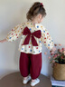 迪士咪魯（DISHIMILU）女小童套裝秋裝蝴蝶結2025新款秋季寶寶兒童裝女孩春秋小孩衣服 XT2003-紅色 110 碼/身高100-110cm（3-4歲） 曬單實(shí)拍圖