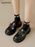 達芙妮樂(lè )福鞋女厚底皮鞋女春秋2025新款英倫風(fēng)增高粗跟通勤一腳蹬單鞋女 黑色厚底【多扣款 跟高5.5CM】 38 曬單實(shí)拍圖