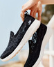 斯凱奇（Skechers）漁夫鞋秋季一腳蹬女鞋蕾絲單鞋透氣懶人散步鞋休閑媽媽鞋健步鞋 896020-BKW/黑色/白色 37 曬單實(shí)拍圖