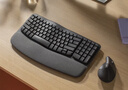 羅技（Logitech）Wave Keys人體工學(xué)鍵盤(pán) 無(wú)線(xiàn)藍牙鍵盤(pán)辦公平板ipad鍵盤(pán)Mac筆記本薄膜鍵盤(pán) 家用雙模帶掌托傾角支架 Wave Keys+Lift【黑色帶2個(gè)接收器】 曬單實(shí)拍圖