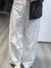 錦詩(shī)慧牛仔褲女闊腿褲2025新款秋冬寬松白色褲子女顯瘦直筒高腰微喇褲 高腰斜杠闊腿牛仔褲【白色】 M 【腰圍70 建議95-105斤】 曬單實(shí)拍圖