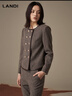 藍地（LANDI）花紗復古高級感羊毛短款西服外套女套裝西裝冬新品 咖啡花紗 XL 曬單實(shí)拍圖