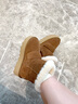 艾今（IIJIN）2025冬季新款8cm厚底內增高超輕棉鞋羊毛圈保暖雪地靴女707PNG 棕色 37 曬單實(shí)拍圖