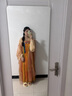 重回漢唐長(cháng)安渡原創(chuàng  )唐制齊胸破裙套裝國風(fēng)漢服女款春夏 上淺黃下橘黃齊胸套裝/預售45天 M 160 曬單實(shí)拍圖