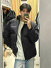 勤記羽絨服男青少年美式黑色九江羽絨服男款冬季保暖歐美街頭綿服外套 黑色 M100-120斤 均碼 曬單實(shí)拍圖