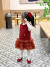 MACKERL KISS 女童秋冬季洋氣小禮服可愛(ài)甜美公主裙女寶寶新款時(shí)髦休閑連衣裙 紅色 100 曬單實(shí)拍圖