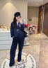 苒琦媽咪孕婦裝秋套裝2025新款純棉拼接V領(lǐng)衛衣秋季加厚孕媽媽高級感穿搭 藏青色套裝 L 曬單實(shí)拍圖