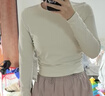 lululemon丨All It Takes 女士運(yùn)動(dòng)長(zhǎng)袖T恤*羅紋 Nulu? LW3GK5S 骨白 XS /4 曬單實(shí)拍圖