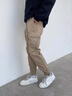 潮與共秋冬加絨長(cháng)褲美式重磅男士修身休閑束腳褲高街潮流拉鏈工裝卡其褲 卡其 秋 30 推薦110~120斤 曬單實(shí)拍圖