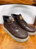 公牛世家男靴秋冬新款復古百搭馬丁靴男士高幫系帶休閑鞋時(shí)尚通勤鞋子男 曬單實(shí)拍圖