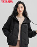 鴨鴨（YAYA）【90+系列】輕薄羽絨服女短款2024冬季新款時(shí)尚連帽保暖外套KL 黑色 XL (170) 曬單實(shí)拍圖