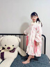 G.DUCKKIDS小黃鴨童裝女童睡衣珊瑚絨保暖兒童睡袍秋冬季中大童睡裙洋氣冬裝 小兔款粉色 140碼建議130-140cm8-9歲 曬單實(shí)拍圖