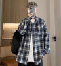 百鵲亭（BAIQUETING）秋冬季格子襯衫男套裝潮流痞帥穿搭襯衣休閑外套三件套搭配牛仔褲 襯衫藍+長(cháng)白T+牛仔褲藍【三件套】 XL 曬單實(shí)拍圖