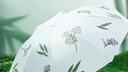 天堂 防曬晴雨傘三折 遮陽(yáng)傘晴雨兩用黑膠傘清新綠葉傘 霽月白 曬單實(shí)拍圖