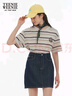 Teenie Weenie小熊女裝T恤2025春夏新款簡(jiǎn)約休閑青春活力短款彩色條紋圓領(lǐng)短袖 灰色 S 曬單實(shí)拍圖