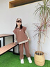 G.DUCKKIDS小黃鴨女童春裝套裝2025新款衣服兒童裝大童春秋裝運(yùn)動(dòng)褲子兩件套 咖啡色 三件套 150 cm 曬單實(shí)拍圖